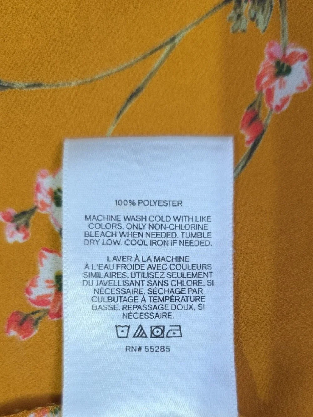 Express Mustard Floral Side-Tie Wrap Top Size L - Picture 10 of 12